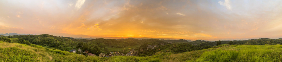 乡村夕阳全景