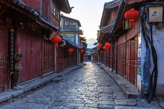 丽江古城七一街古街民居古建筑