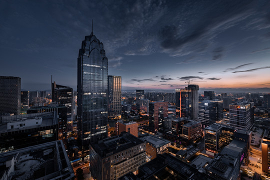 宁波南部商务区建筑夜景