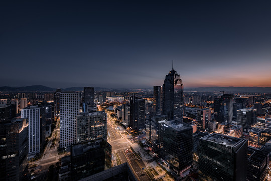 宁波南部商务区建筑夜景