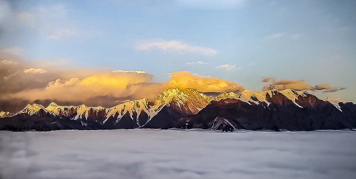 日照金山贡嘎雪山