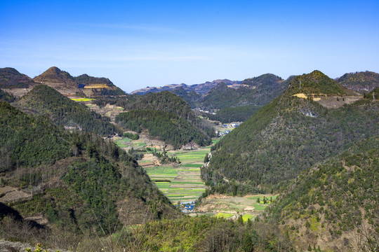 自然风景高山丘壑农田田园风光