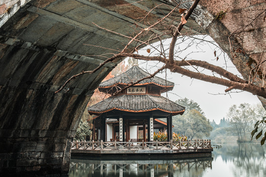 杭州西湖茅家埠秋景