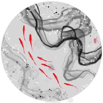 抽象水墨鱼装饰画