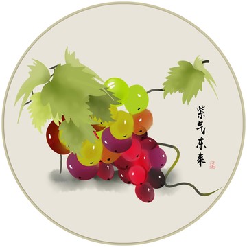 新中式手绘水果蔬菜民俗装饰画