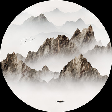 意境山水画抽象水墨画