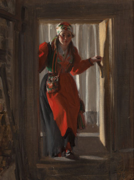 安德斯·佐恩红衣女郎油画