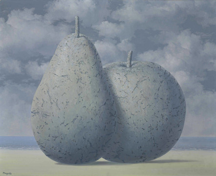 勒内·马格里特石头水果油画