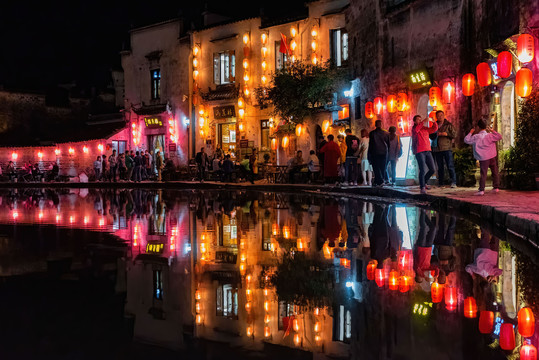 宏村夜景月沼夜景