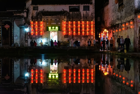 宏村夜景月沼夜景