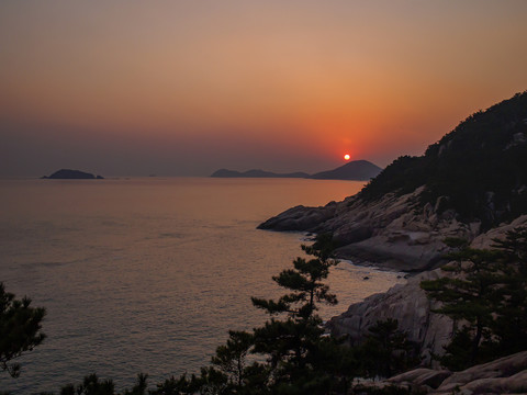 青岛海上日落