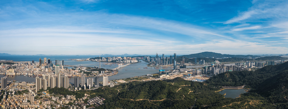 珠海横琴与澳门城市风光全景