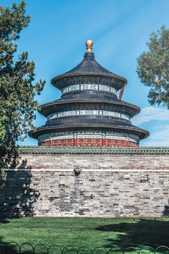 中国北京天坛公园祈年殿侧面