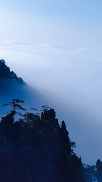 竖版水墨山水