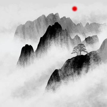 抽象水墨山水