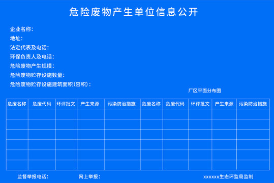 危险废物产生单位信息公开