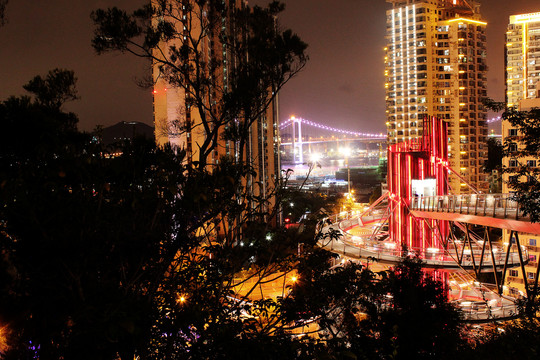 厦门山海步道的夜间风景