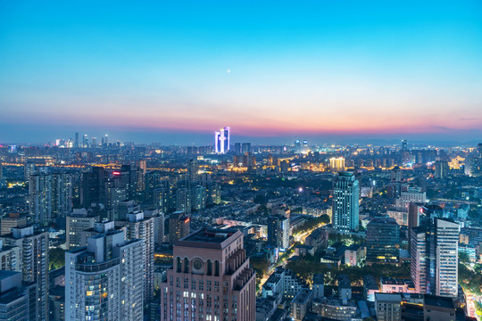 南京夜景城市风光全景高清图片