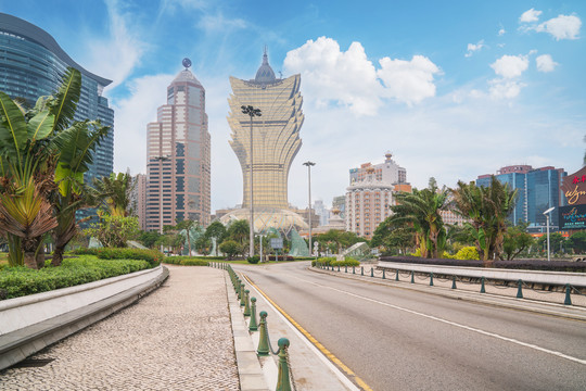 澳门现代建筑和街景和道路交通