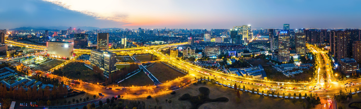 杭州城市建筑全景航拍