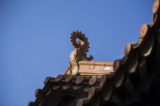 昆明洛龙公园古风凉亭屋角一角风