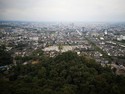 都江堰城区鸟瞰