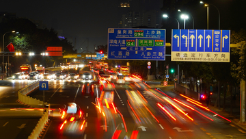 城市夜晚深圳路口车流延时