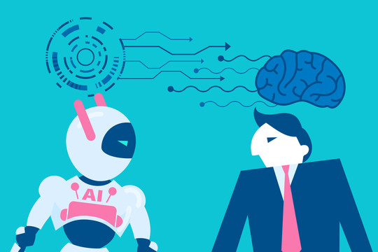 人脑与AI机器人交流插图
