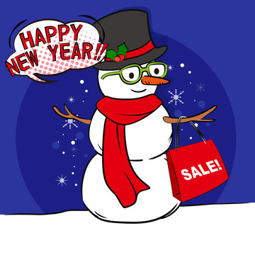 雪人新年快乐特价插图