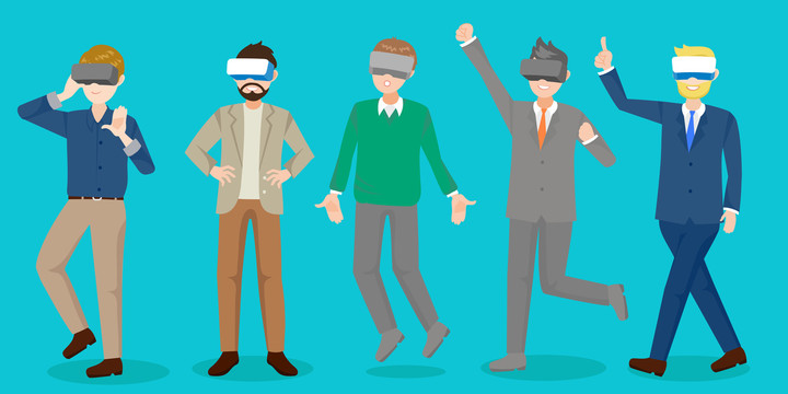 男生体验VR设计插画