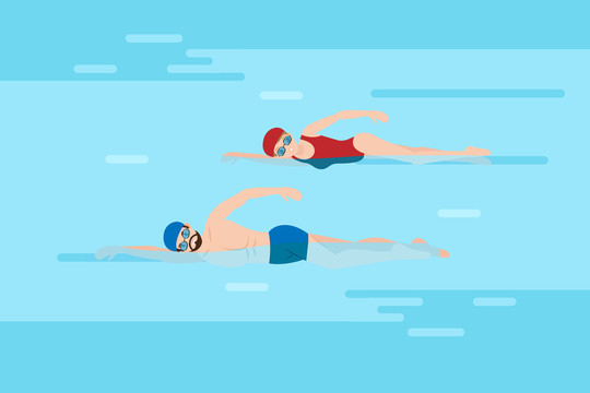 男子女子游泳活动插图