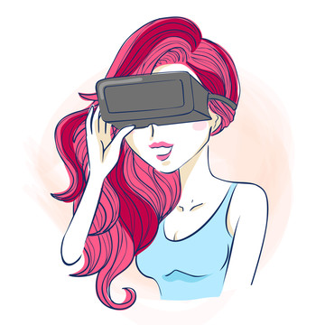美女体验VR创意设计插图