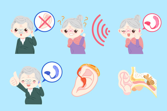 老人听力疾病创意设计插图