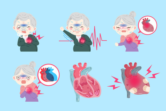 老人心脏病创意设计插图