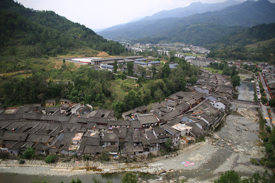 青木川古镇全景青山绿水