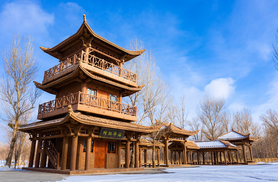 楼阁雪景