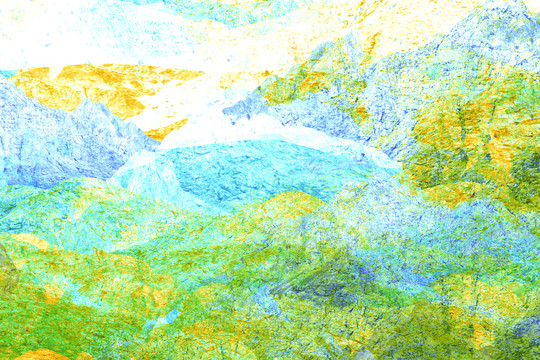 彩色中式山水背景墙