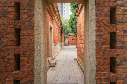 中国闽南传统红砖建筑和巷子