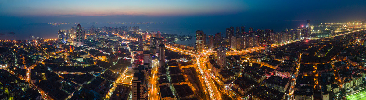 青岛夜景鸟瞰图