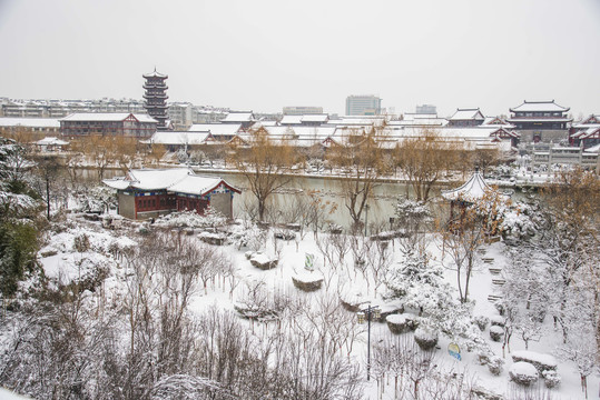 山东青州南阳河景区雪景