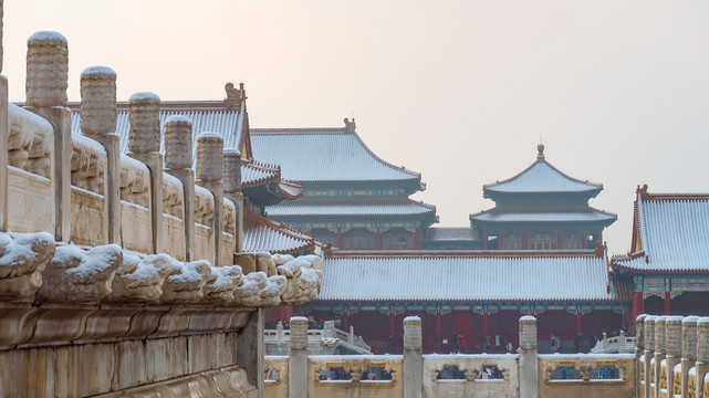 冬天故宫雪景雪后的北京故宫