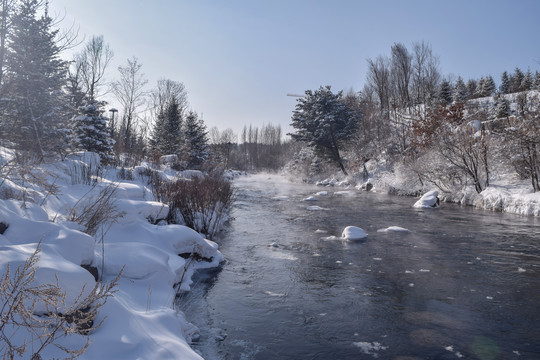 东北的冬天的河水