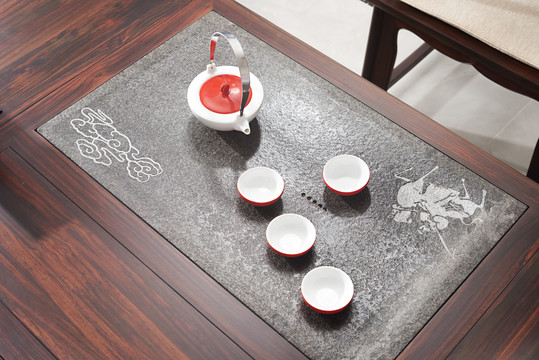新中式家具茶桌面特写