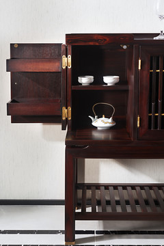 新中式家具餐边柜打开