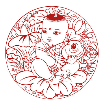 中国传统纹样过年娃娃
