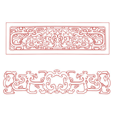 传统纹样元素线稿双龙连科