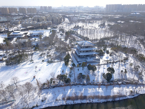 江苏淮安古淮河国家湿地公园雪景