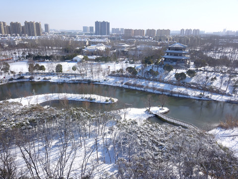 江苏淮安古淮河国家湿地公园雪景