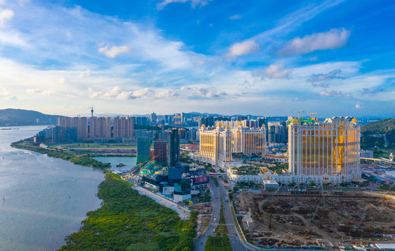 澳门氹仔岛与路环岛航拍