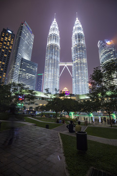 马来西亚双子塔夜景